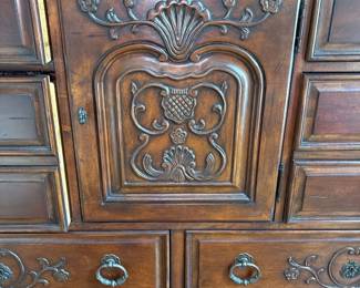 Cherry Wood Ornate Dresser 