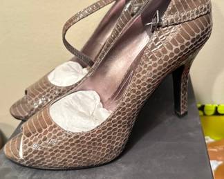Tahari Snakeskin Open toe Pumps