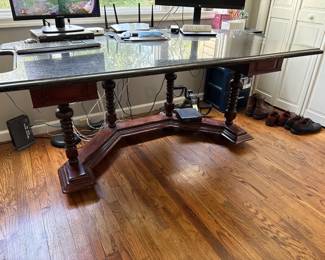Granite Top Mahogany Office Desk 