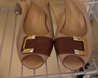 Women's Tan Open-Toe Slingback with buckle 