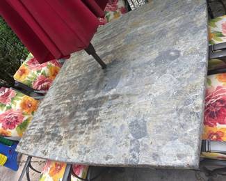 Square stone outdoor dining table with 8 chairs 