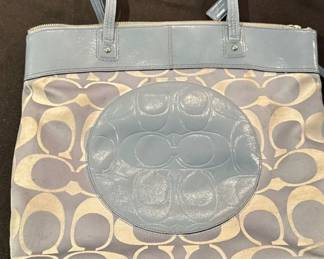 Coach Poppy Leather/Canvas Signature Bag 