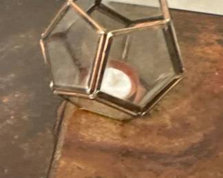 hexagon small glass votive holder 