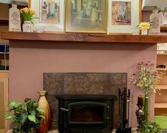 Wall Art, Lamps, Tall Metal Vase. Crystal Dishes, Candle Stand