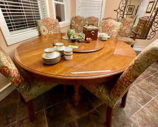 Dining table with 9 chairs, Lazy Susan, Large Mirror