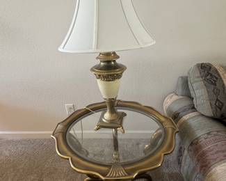 MCM Brass Side Tables and Lamps