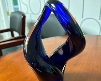 cobalt blue glass sculpture 