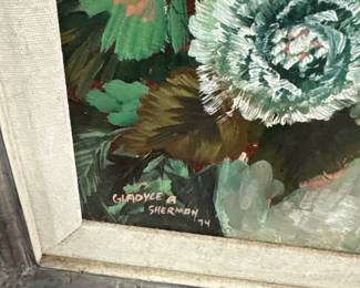 vintage floral stillife painting by Gladyce A. Sherman 