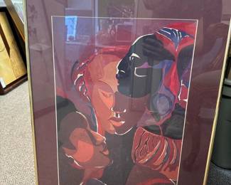 framed artwork stylized figures 