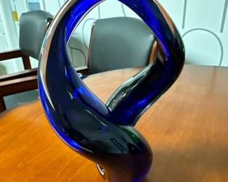 cobalt blue glass sculpture 