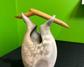 Abstract Ceramic and Wood Art Piece 