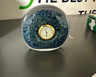 crystal paperweight clock 