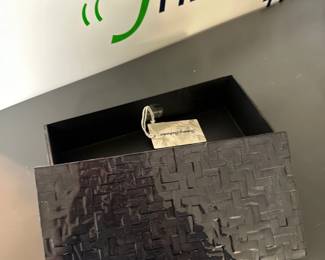 black lacquer basket weave box 