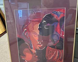 framed artwork stylized figures 