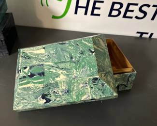 green marble trinket box 