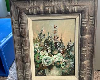 vintage floral stillife painting by Gladyce A. Sherman 