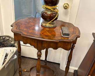 inlaid wood side table