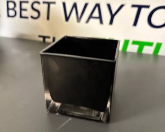 black glass cube vase 
