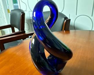 cobalt blue glass sculpture 