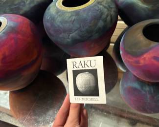 Raku Pottery Vase by Les Mitchell 