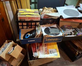 Huge collection of LP record albums, 33's, 45's, and 78's