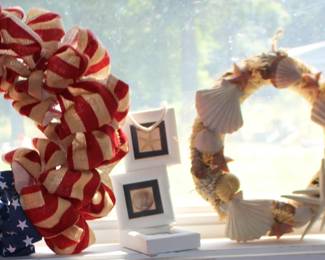 Candles, Wreaths, Framed Shells