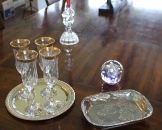 Paperweight, Glases, Horse Tray