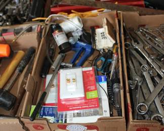Wrenches, hand tools, saw, etc