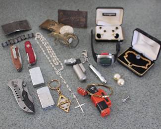 Jewelry, Watches Sterling Rosary, Zippo Lighters, Belt Buckles