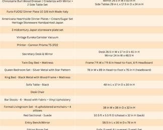 List of Available Items August 15 + 16