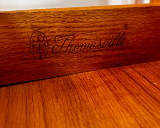 Vintage Thomasville Mid-Century Hollywood Chinoiserie Burl Wood Dresser / Credenza with Mirror + 2 Side Table Set