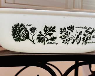 Vintage Glasbake 1 Quart Green Herb Casserole Dish J235