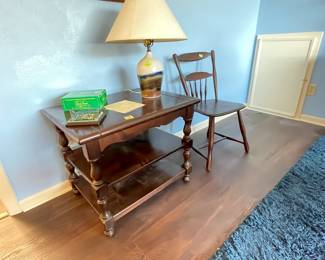 side table and art