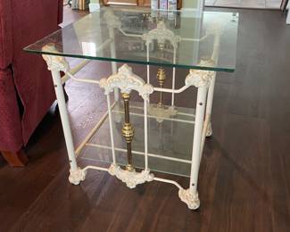 metal base glass top table