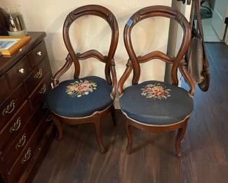 balloon back needlepoint chairs