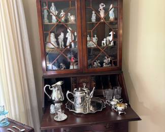 Antique secretary with glass hutch