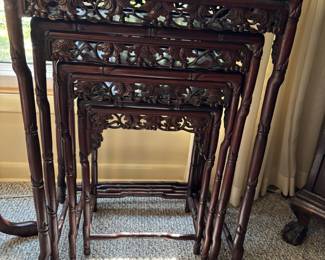 19th century hand-carved Chinese nesting tables