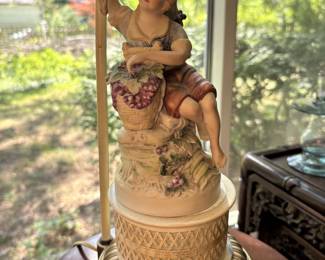 German Bisque hand-painted lamp