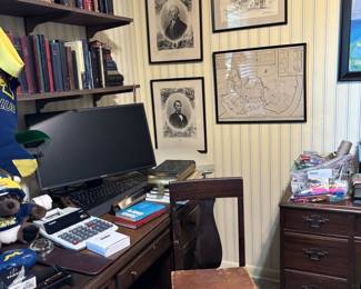 Office furniture (3 desks, of similar style), Presidential portraits, Antique copies circa early 1900s
