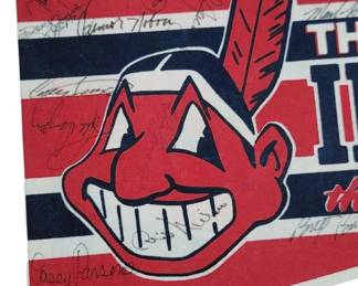 Team Autographed 80's Cleveland Indians Pennant
