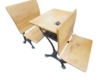 Antique Double School Desk New Peabody