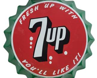 7up Metal Bottle Cap Sign 11.5"