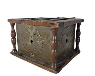 1800's Coal Foot Warmer Punched Tin Heart Design