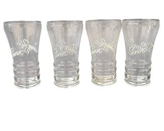 7up 1950's Soda Fountain Glasses Set of 4