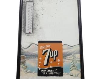 1940's 7up Advertising Mirror Thermometer