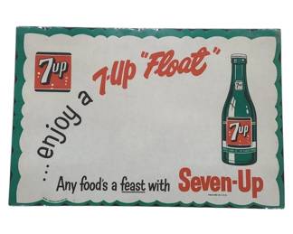 7up Matted 1950's Paper Placemat Vintage
