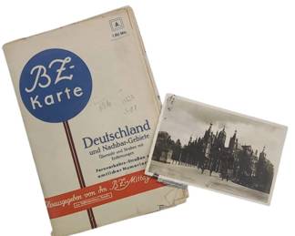 WWII German Road Map & Postcard