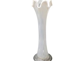 Fenton White Opalescent Art Glass Vase