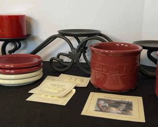 Longaberger Punt Size Crocks, Candle and Candle Stand