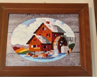 Vintage Crewel Framed embroidery